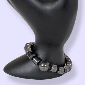 Cylindrical Magnetic Hematite Beaded Bracelet